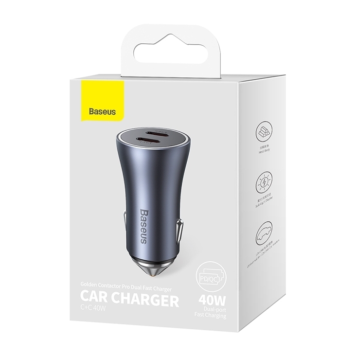 Baseus Golden Contactor Pro Dual Car Charger 40W - Dark Gray