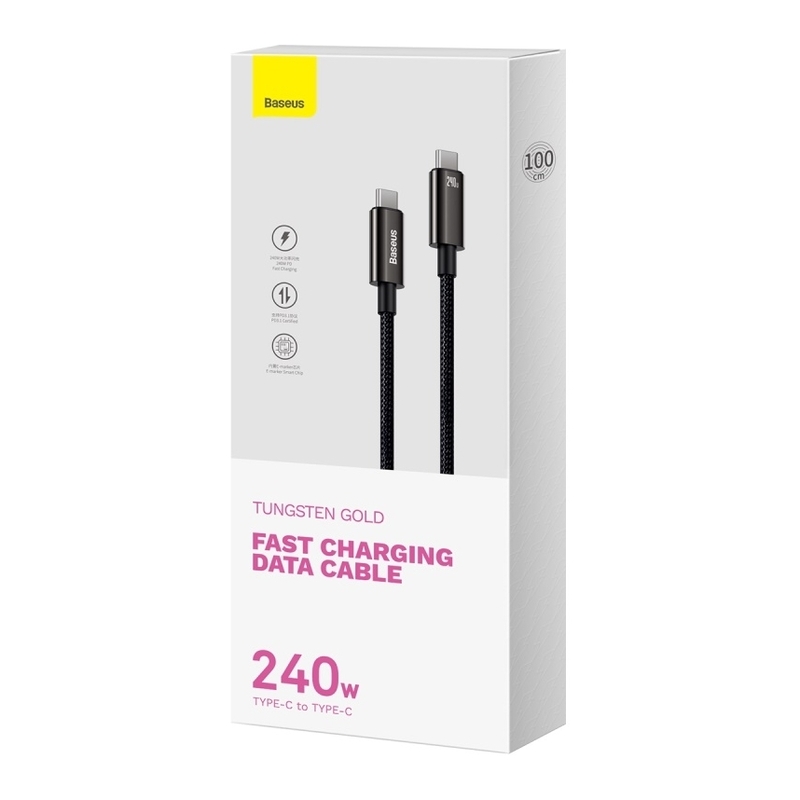 Baseus Tungsten Gold Fast Cable Type-C to Type-C 240W 1m - Black