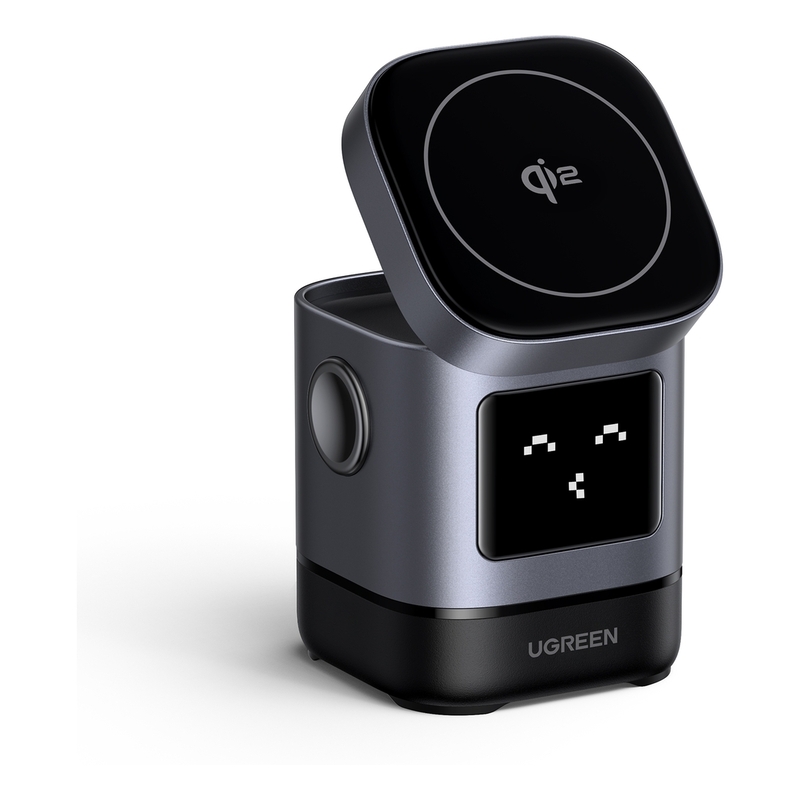UGREEN Uno 2-In-1 Magnetic Wireless 15W Charging Station USB-C 5W Out With 1m USB-C Cable - Gray