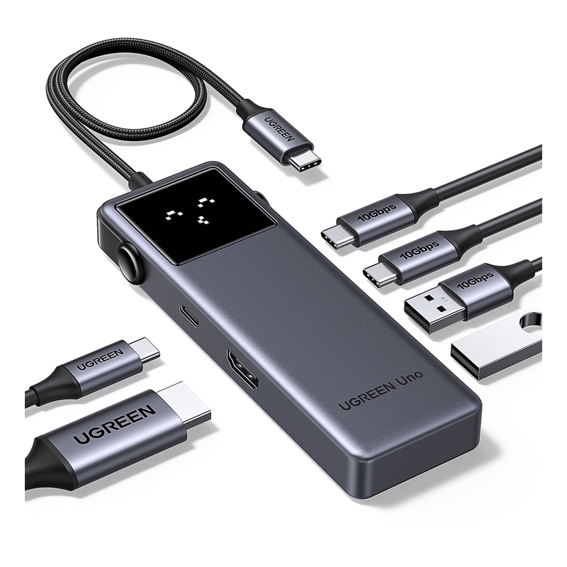 UGREEN Uno 6-In-1 USB-C Hub 2X USB-A 3.2 + 2X USB-C 3.2 + 4K 60Hz HDMI + 100W PD - Space Gray UGREEN Uno 6-In-1 USB-C Hub 2X USB-A 3.2 + 2X USB-C 3.2 + 4K 60Hz HDMI + 100W PD - Space Gray
