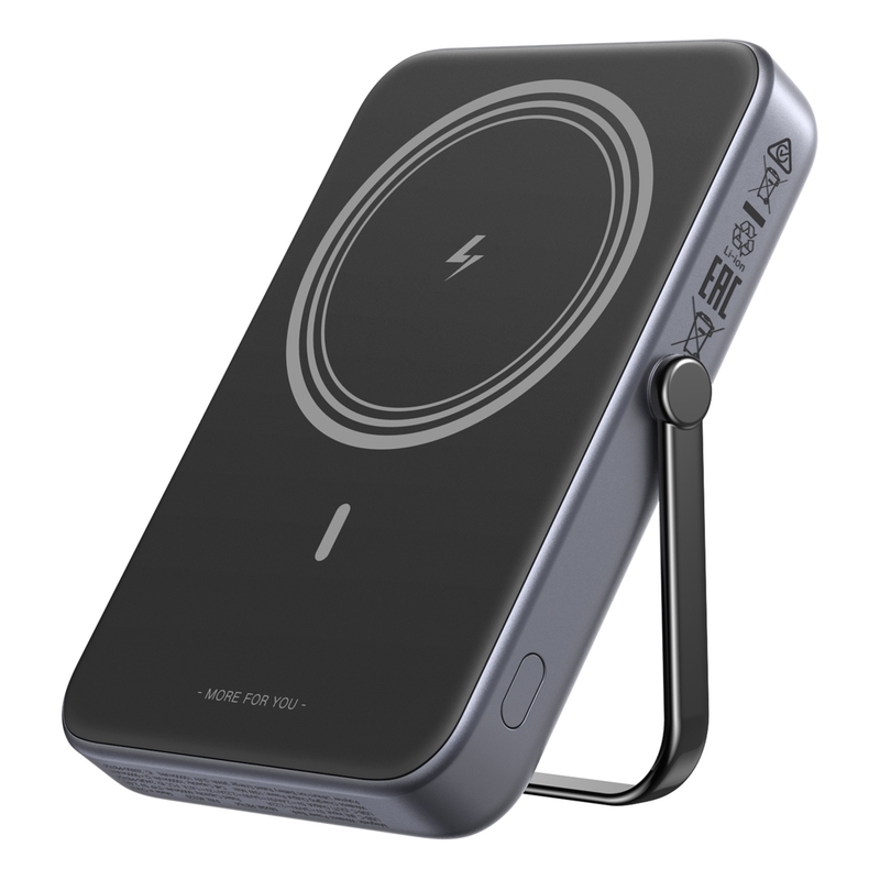 UGREEN Uno Power Bank 10000mAh Magnetic Wireless 7.5W With Stand + USB-C 20W In/Out - Gray