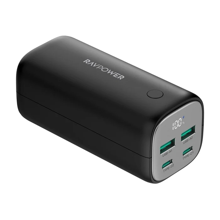 RAVPower RP-PB208PRO 20000mAh Gan PD 65W 4-Port Portable Charger - Black