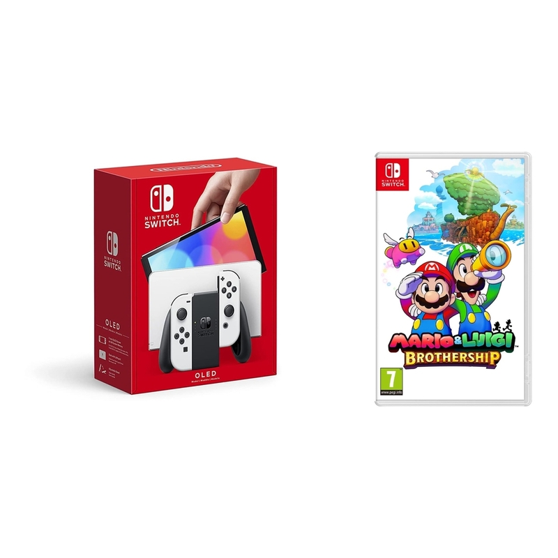 Nintendo Switch OLED White Console + Mario & Luigi Brothership (Bundle) Nintendo Switch OLED White Console + Mario & Luigi Brothership (Bundle)