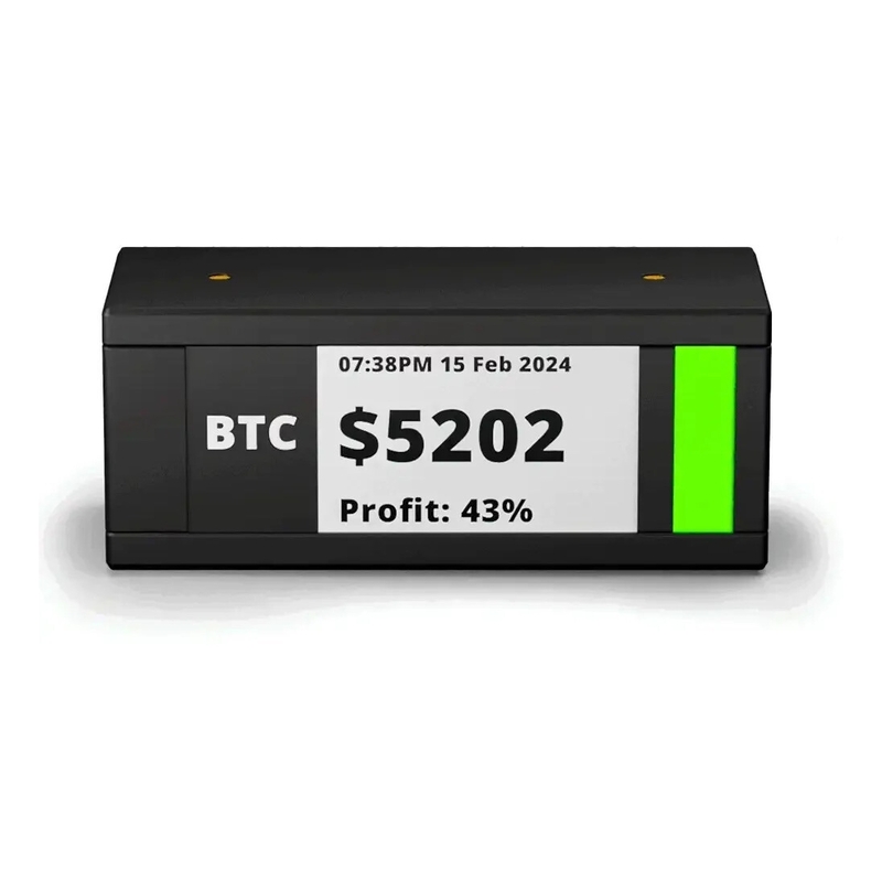 TickrMeter Crypto & Stock Ticker Portable Display Screen with E-Ink Screen and WiFi Connectivity - Black