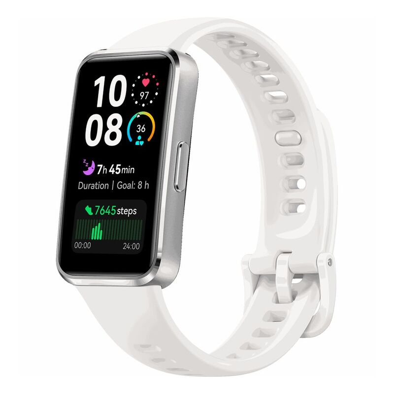 Huawei Band 10 White Aluminium Case - White Fluoroelastomer Strap Huawei Band 10 White Aluminium Case - White Fluoroelastomer Strap