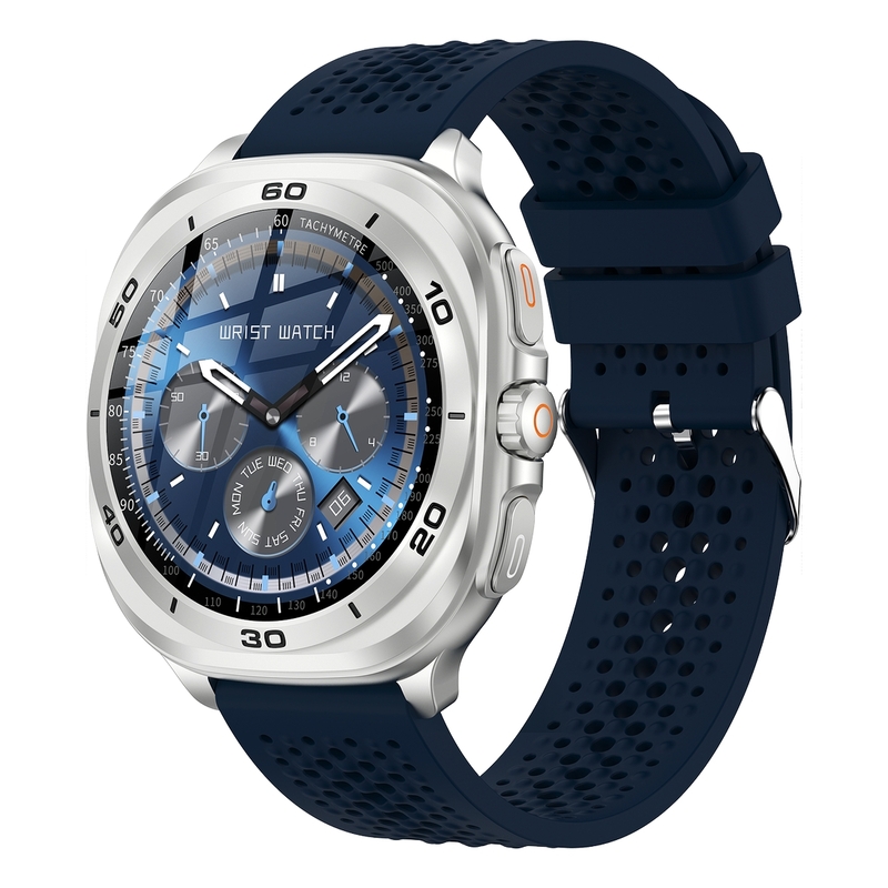 Swiss Military Dom7 Smartwatch Silver/Blue Rubber Strap Swiss Military Dom7 Smartwatch Silver/Blue Rubber Strap