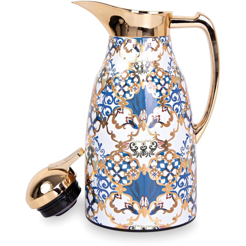 Roomours Blue Flower 1L Thermos - Gold Roomours Blue Flower 1L Thermos - Gold