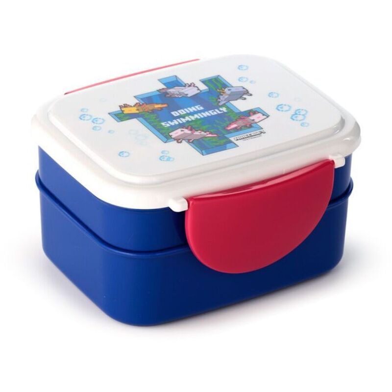 Puckator Minecraft Axolotl Clip Lock Stacked Bento Lunch Box With Cutlery