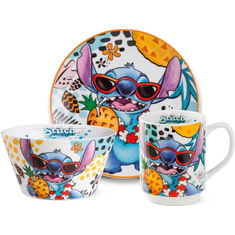 EGAN Disney Stitch Dessert Set (Plate/Mug/Bowl) - White