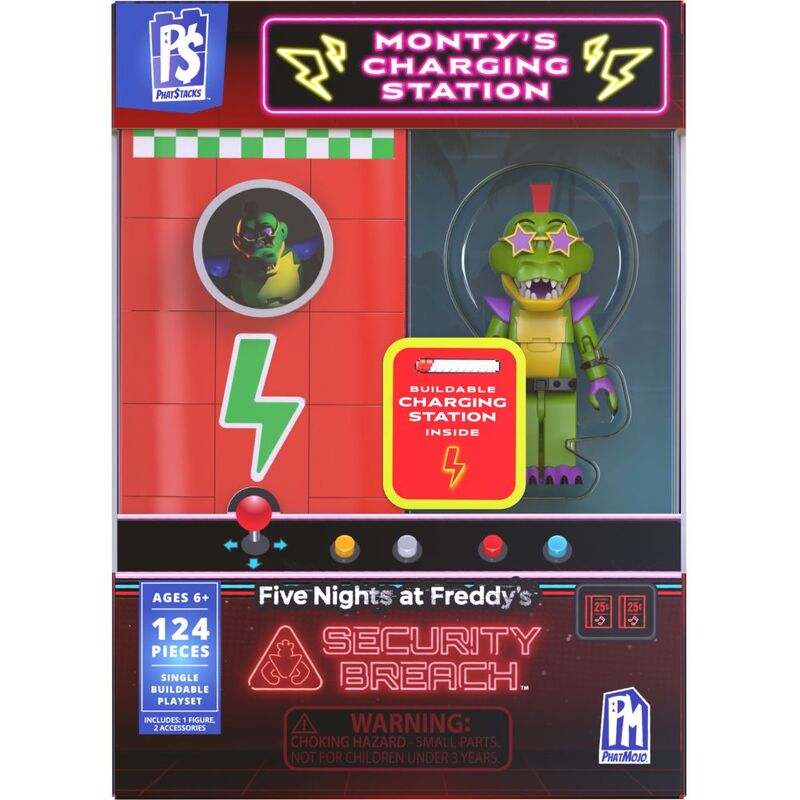 PHATMOJO Five Nights At Freddy's Monty's Charging Station Single Buildable Playset (124 Pieces)