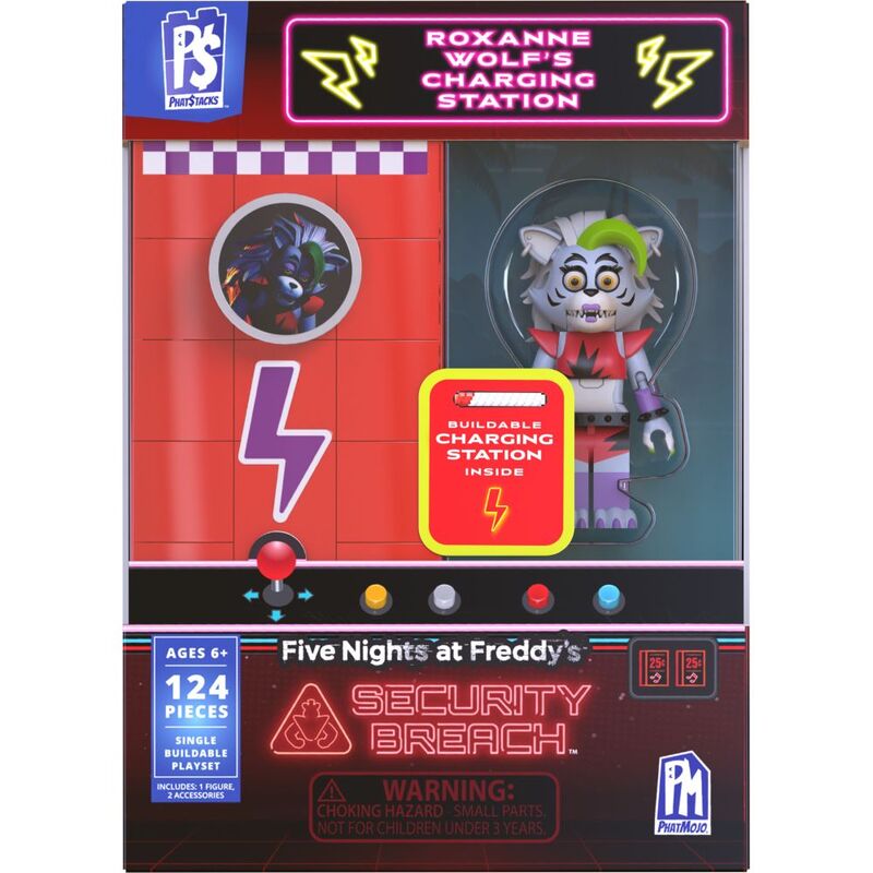 PHATMOJO Five Nights At Freddy's Roxanne Wolf's Charging Station Single Buildable Playset (124 Pieces)