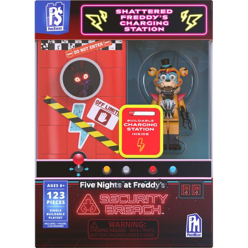 PHATMOJO Five Nights At Freddy's Shattered Freddy's Charging Station Single Buildable Playset (123 Pieces) PHATMOJO Five Nights At Freddy's Shattered Freddy's Charging Station Single Buildable Playset (123 Pieces)