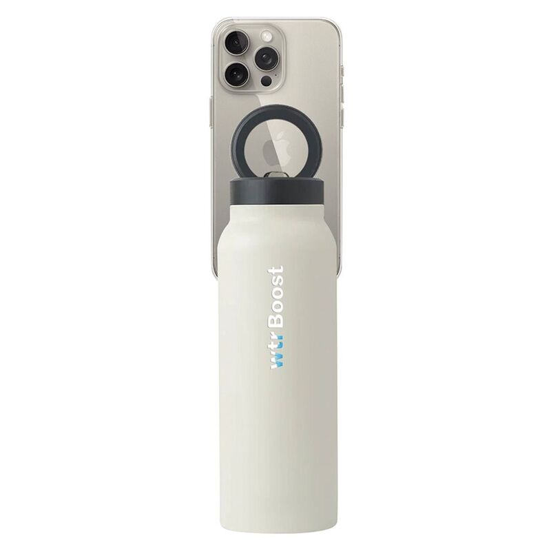 WTR Boost Light Grey - Insulated Stainless Steel Bottle with Mobile Holder