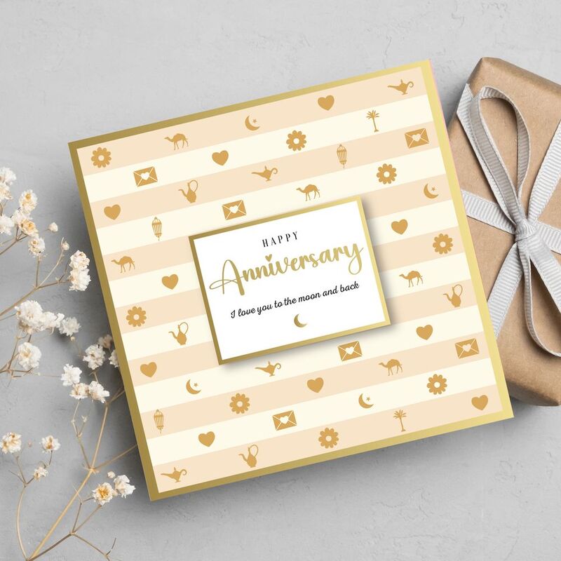 Share The Love Happy Anniversary - I Love You To The Moon And Back - Anniversary Greeting Card (15 x 15 cm)