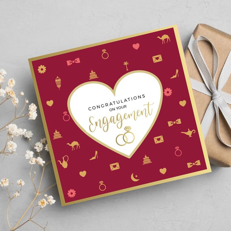 Share The Love Congratulations On Engragement - Red Greeting Card (15 x 15 cm)