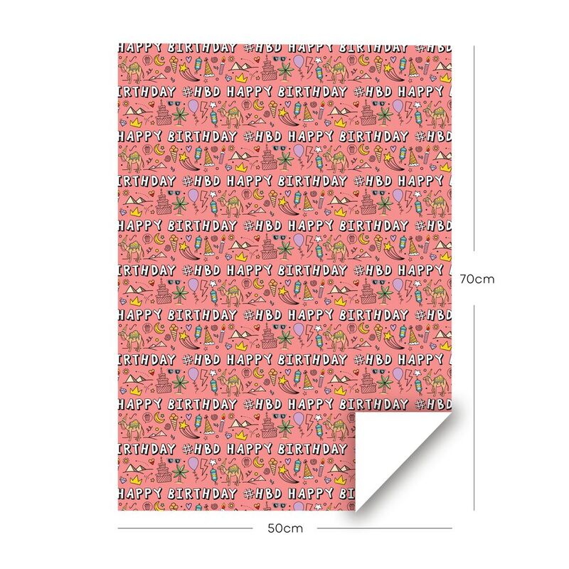 Share The Love #Hbd Happy Birthday Arabic Theme Wrapping Paper Roll - Warm Pink - (50 x 70 cm) Share The Love #Hbd Happy Birthday Arabic Theme Wrapping Paper Roll - Warm Pink - (50 x 70 cm)