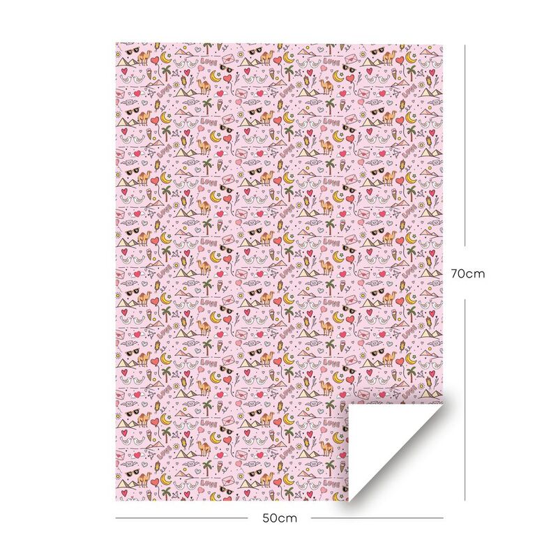 Share The Love Love Arabic Theme Wrapping Paper Roll - Pink - (50 x 70 cm)