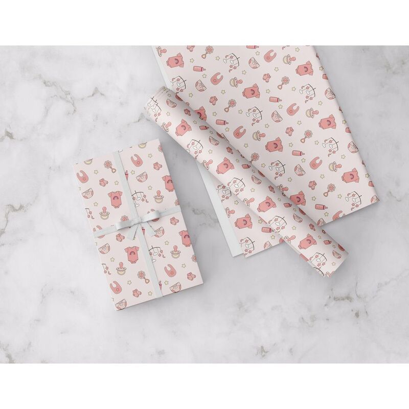 Share The Love New Born Girl Wrapping Paper - Pink - (50 x 70 cm)