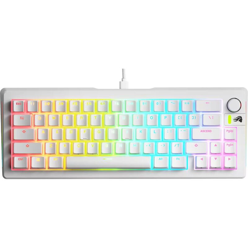 Glorious GMMK 3 65% Prebuilt Wired Mechanical Gaming Keyboard - White (US English)