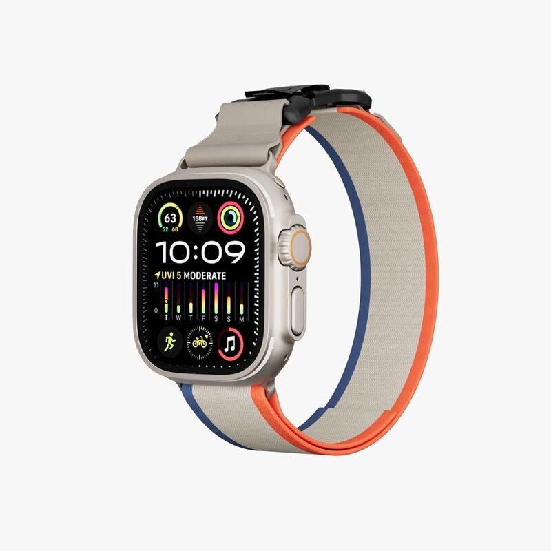 Levelo Rove Nylon Watch Strap With Metal Buckle - White/Orange