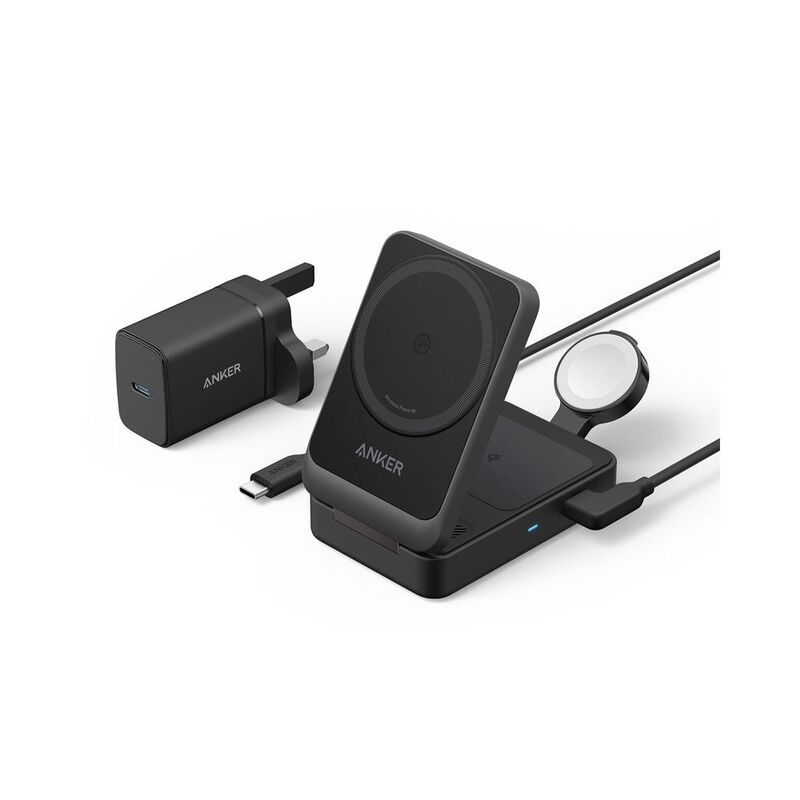 Anker Maggo Wireless Charging Station (15W/ Foldable 3-In-1) - Black Anker Maggo Wireless Charging Station (15W/ Foldable 3-In-1) - Black