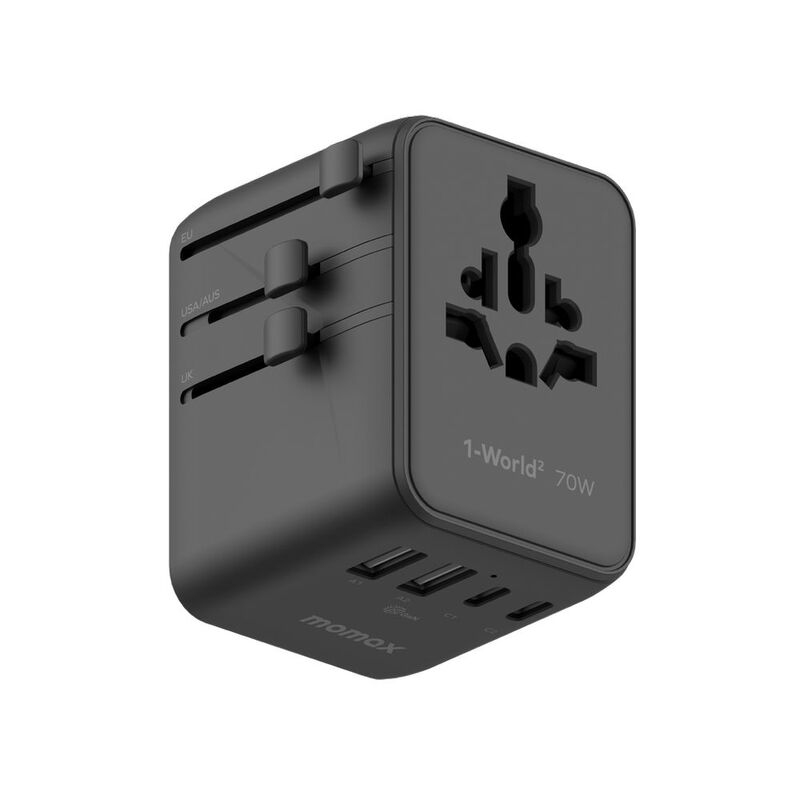 Momax 1-World 20W Travel Adaptor - Black Momax 1-World 20W Travel Adaptor - Black