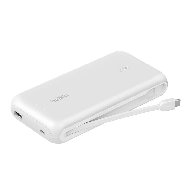 Belkin Powerbank 20000mAh With Integrated Cable - White Belkin Powerbank 20000mAh With Integrated Cable - White