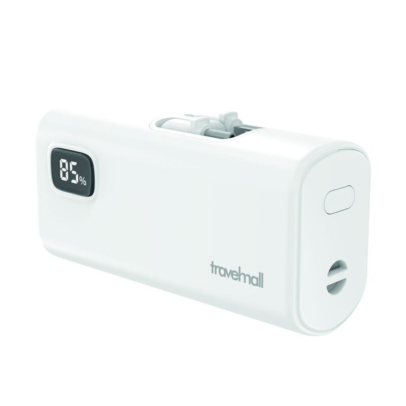 Travelmall 20W Rapid Charge 3-In-1 Digital Display 5000mAh Portable Charger With Foldable USB-C & Lightning Connectors Travelmall 20W Rapid Charge 3-In-1 Digital Display 5000mAh Portable Charger With Foldable USB-C & Lightning Connectors