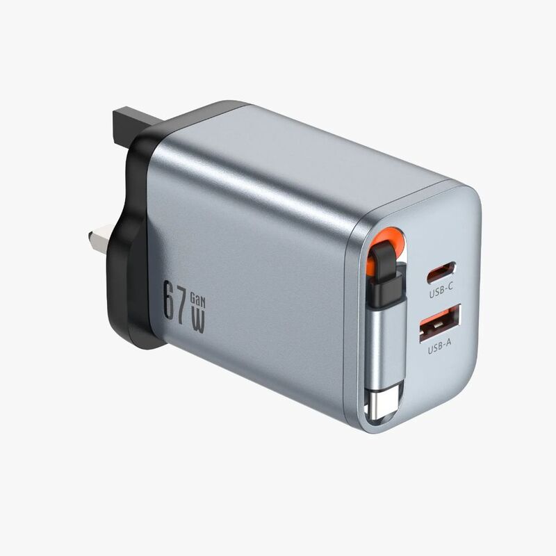 Green Lion Ganpremium UK Plug Wall Charger Pd 67W - Grey Green Lion Ganpremium UK Plug Wall Charger Pd 67W - Grey