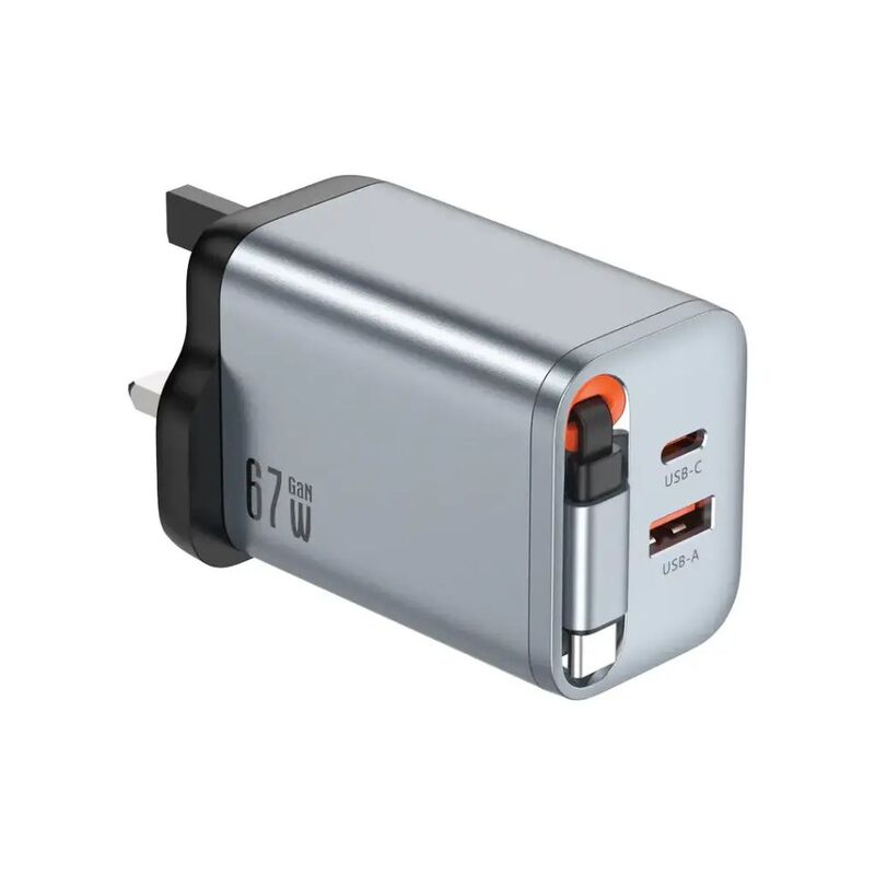 Green Lion Ganpremium UK Plug Wall Charger Pd 40W - Grey Green Lion Ganpremium UK Plug Wall Charger Pd 40W - Grey