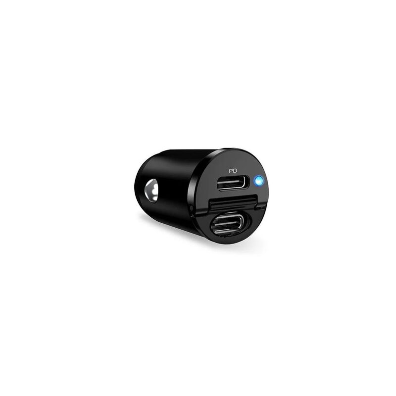 Puro Fast Charger Power Delivery Mini Car Charger 1 USB-C + 1 USB-C 30W - Black
