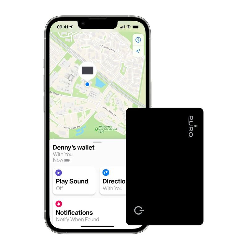 Puro Tracker Card Compatible With "Find My" Function - Black Puro Tracker Card Compatible With "Find My" Function - Black