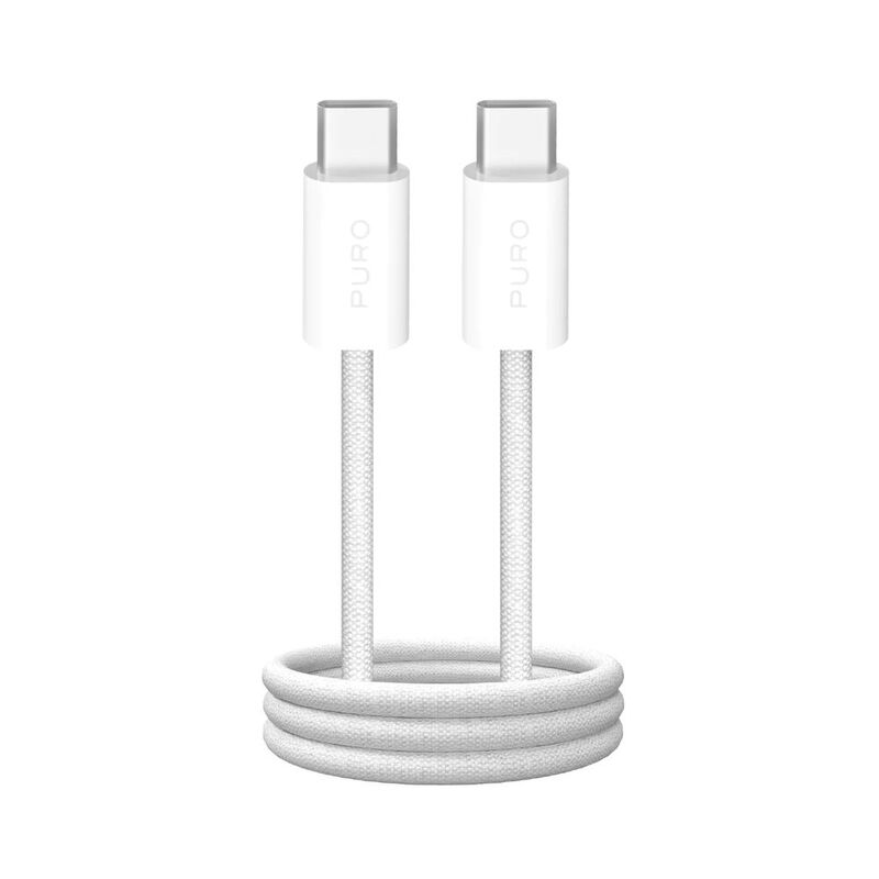 Puro Braided Cable Fabk4 USB-C To USB-C 2M 240W 480Mbps - White Puro Braided Cable Fabk4 USB-C To USB-C 2M 240W 480Mbps - White
