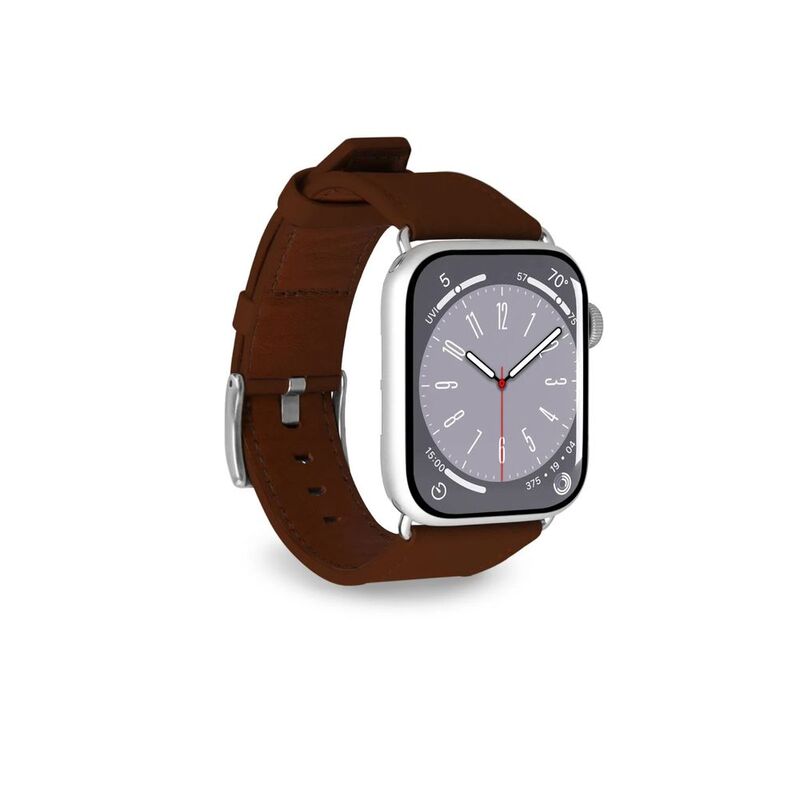 Puro 'E-Classic' Vegan Leather Band For Apple Watch Up To Series 9 38-40-41mm - Series 10 42mm - Brown Puro 'E-Classic' Vegan Leather Band For Apple Watch Up To Series 9 38-40-41mm - Series 10 42mm - Brown