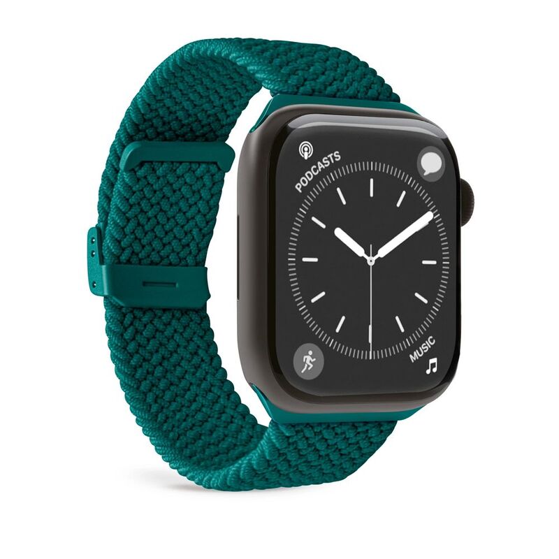 Puro 'Loop' Band In Elasticated Nylon With Clip Closure For Apple Watch Up To Series 9 38-40-41mm - Series 10 42mm - Dark Green (One Size) Puro 'Loop' Band In Elasticated Nylon With Clip Closure For Apple Watch Up To Series 9 38-40-41mm - Series 10 42mm - Dark Green (One Size)