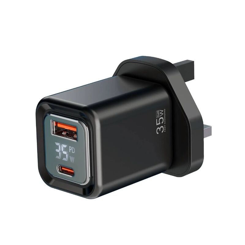 Porodo Dual-Port | Digital Display Quick Charger - Black Porodo Dual-Port | Digital Display Quick Charger - Black