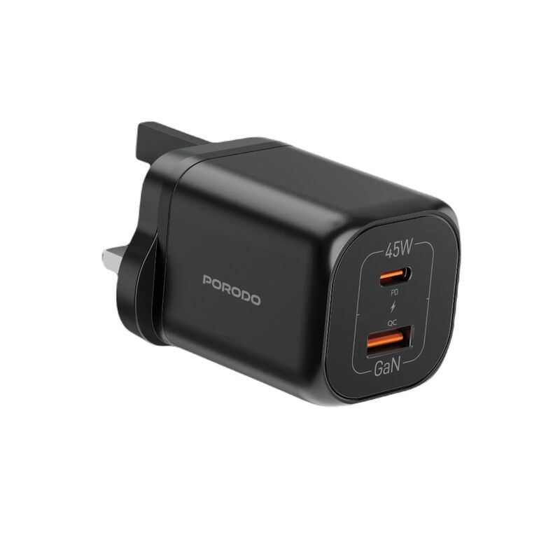 Porodo Dual-Port Quick Charger - Black