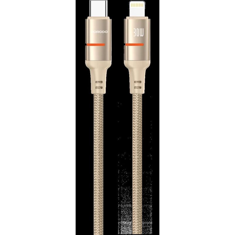 Porodo USB-C To Lightning LED Light Cable - Desert Titanium