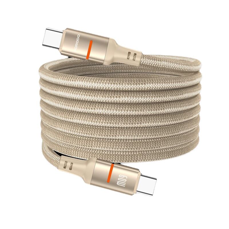 Porodo 60W Type-C To Type-C Magnetic Braided Cable - Desert Titanium