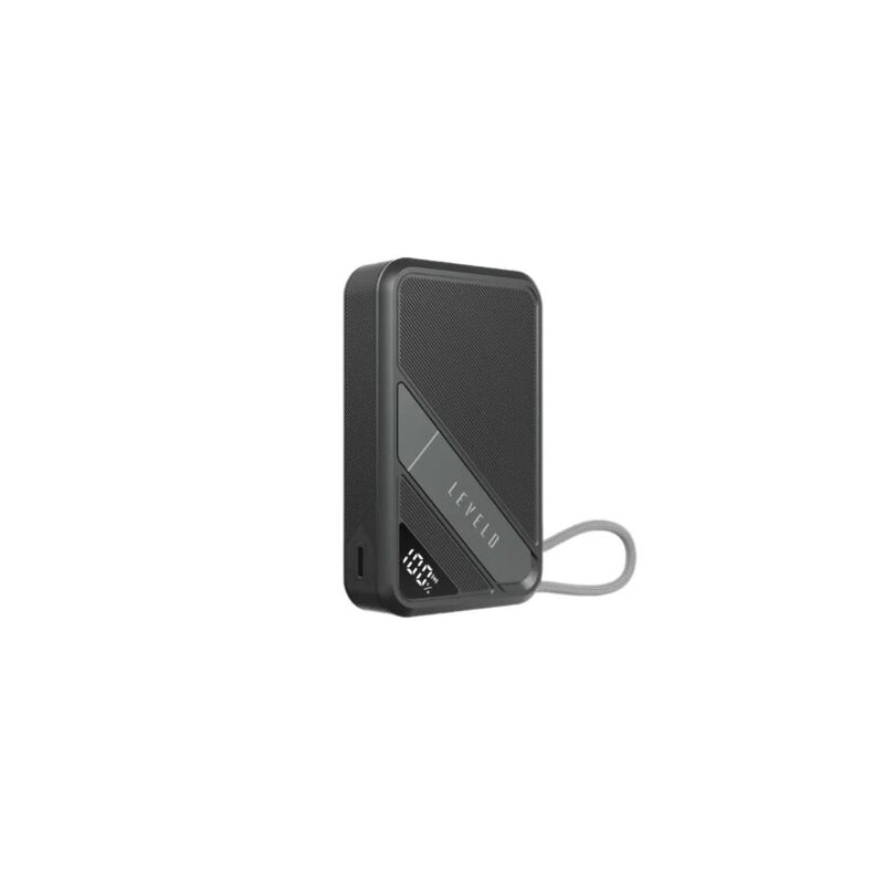 Levelo Airlink 10000mAh Portable Qi2 Magsafe Power Bank With Kickstand & Int - Black Levelo Airlink 10000mAh Portable Qi2 Magsafe Power Bank With Kickstand & Int - Black