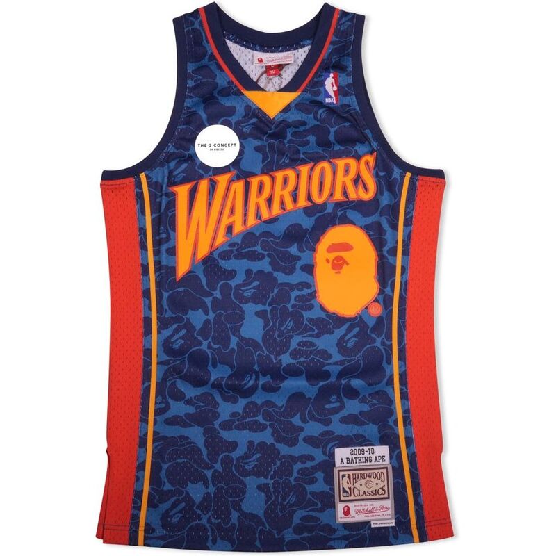Bape X Mitchell & Ness Warriors Abc Basketball Swingman Jersey