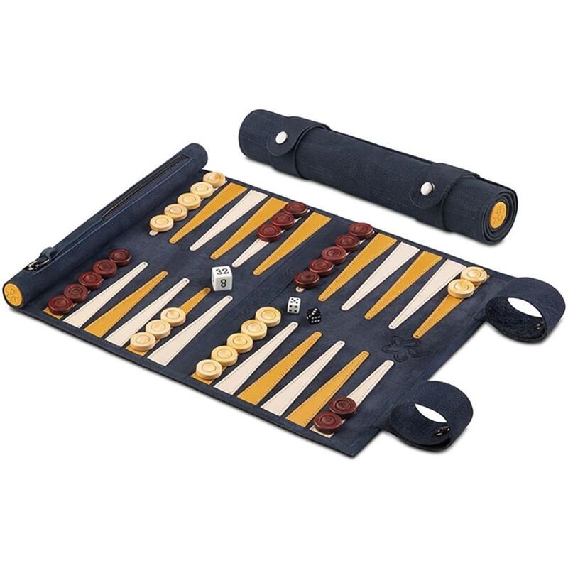 Melia Games Backgammon Travel Roll Up Leather Set - Canarias Melia Games Backgammon Travel Roll Up Leather Set - Canarias