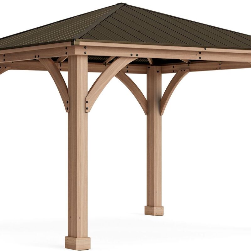 Yardistry Wood Gazebo With Aluminum Roof - 12X12 Ft
