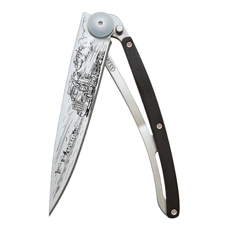 Deejo 37G Ebony Wood Pocket Knife - American Truck Silver Deejo 37G Ebony Wood Pocket Knife - American Truck Silver
