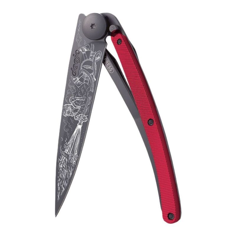 Deejo 37G Red Aluminum Pocket Knife - Firefighter Red Deejo 37G Red Aluminum Pocket Knife - Firefighter Red