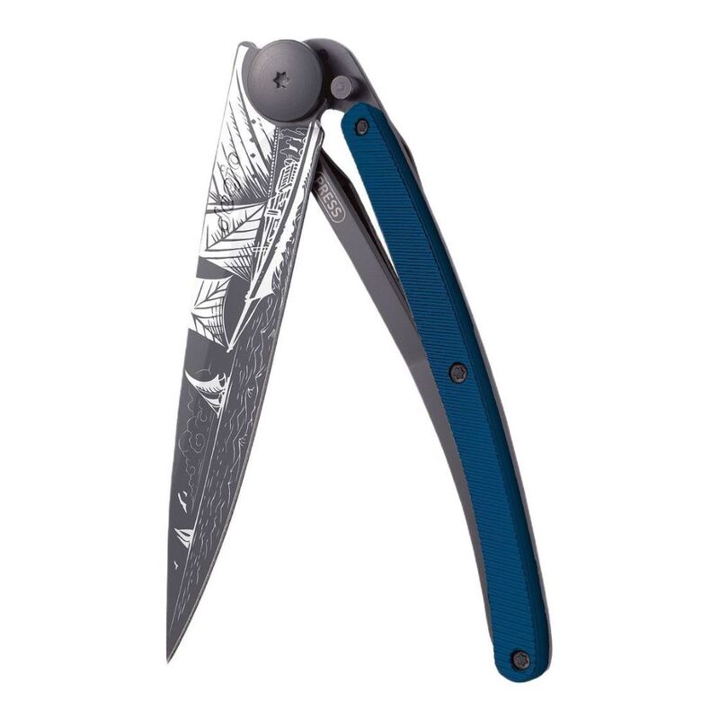 Deejo 37G Blue Aluminum Pocket Knife - Sailing Blue Deejo 37G Blue Aluminum Pocket Knife - Sailing Blue