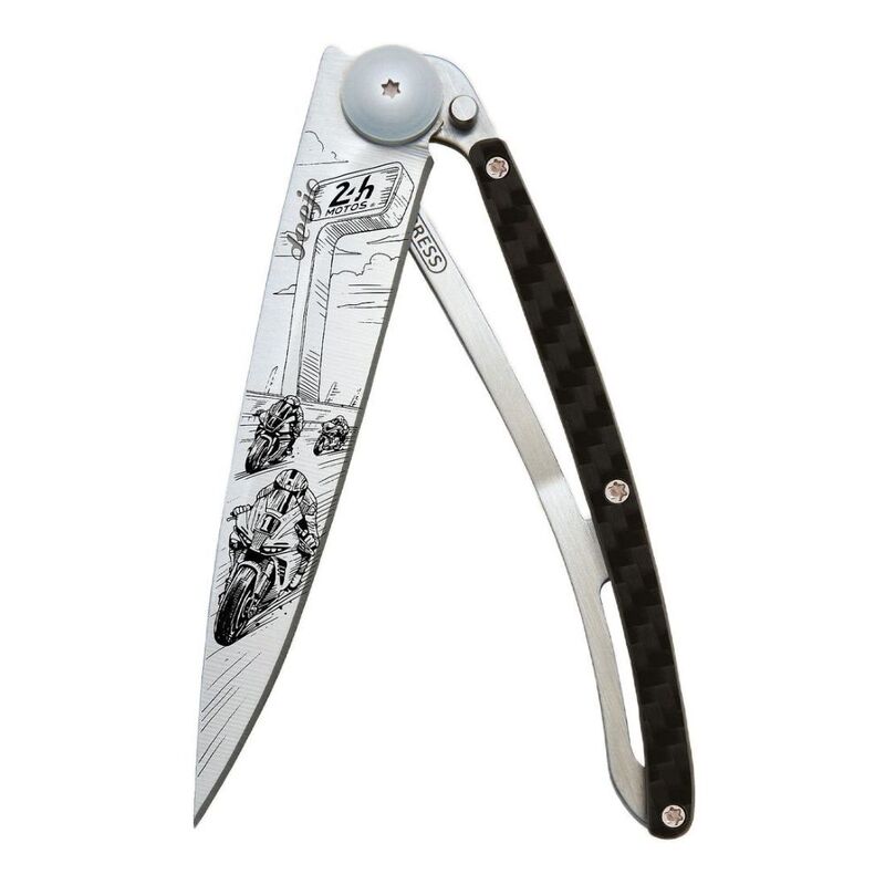 Deejo 37G Carbon Fiber Pocket Knife - 24H Le Mans Moto Start - Black Deejo 37G Carbon Fiber Pocket Knife - 24H Le Mans Moto Start - Black