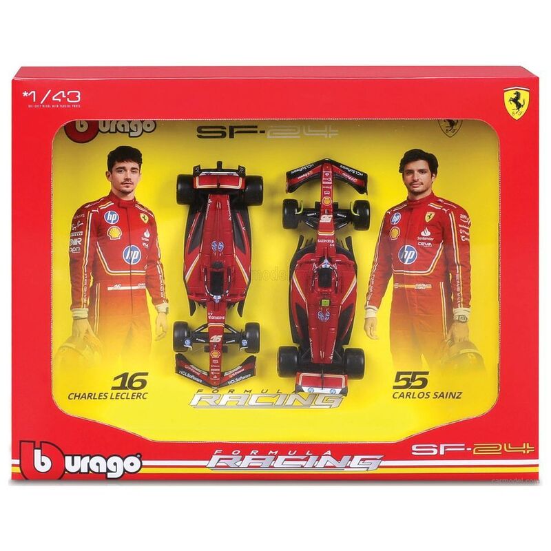 Bburago Formula1 Ferrari Sf-24 - 2-Pk 1.43 Without Helmet & Plastic Stand Die Cast Bburago Formula1 Ferrari Sf-24 - 2-Pk 1.43 Without Helmet & Plastic Stand Die Cast