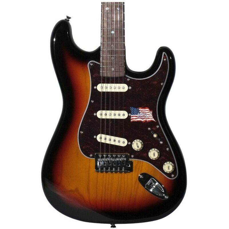 SX Guitar SST/ASH/R/3TS American Swamp Ash Hollowbody Electric Guitar - Sunburst
