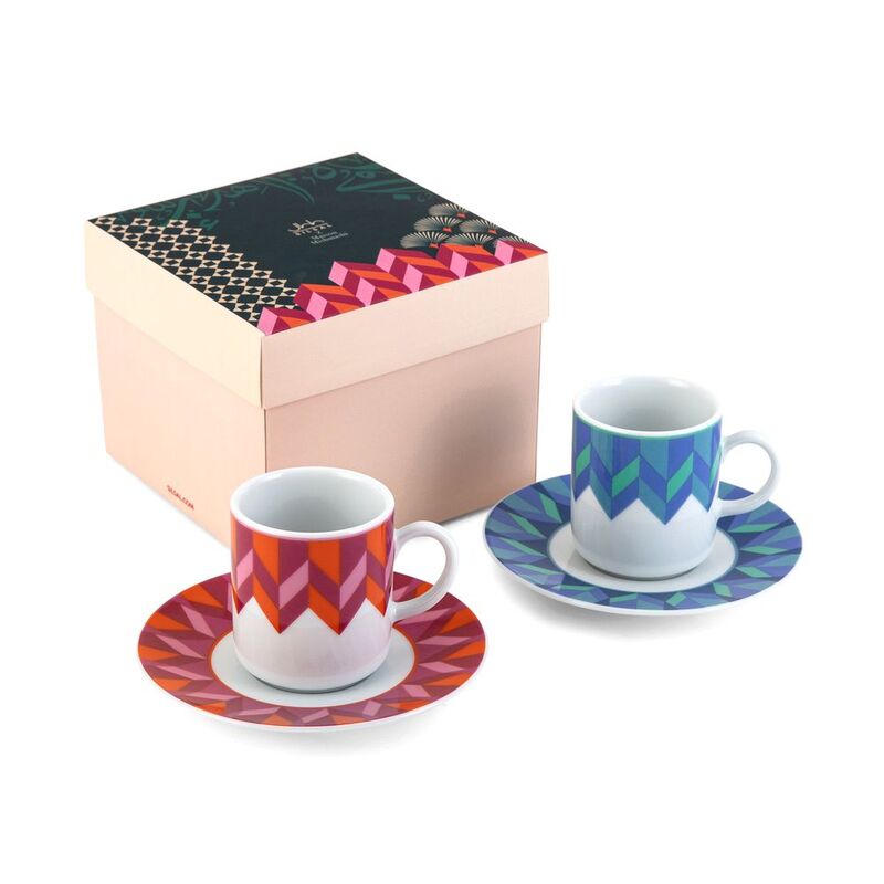 Silsal Bahja Espresso Cups And Saucers (Set Of 2) Silsal Bahja Espresso Cups And Saucers (Set Of 2)